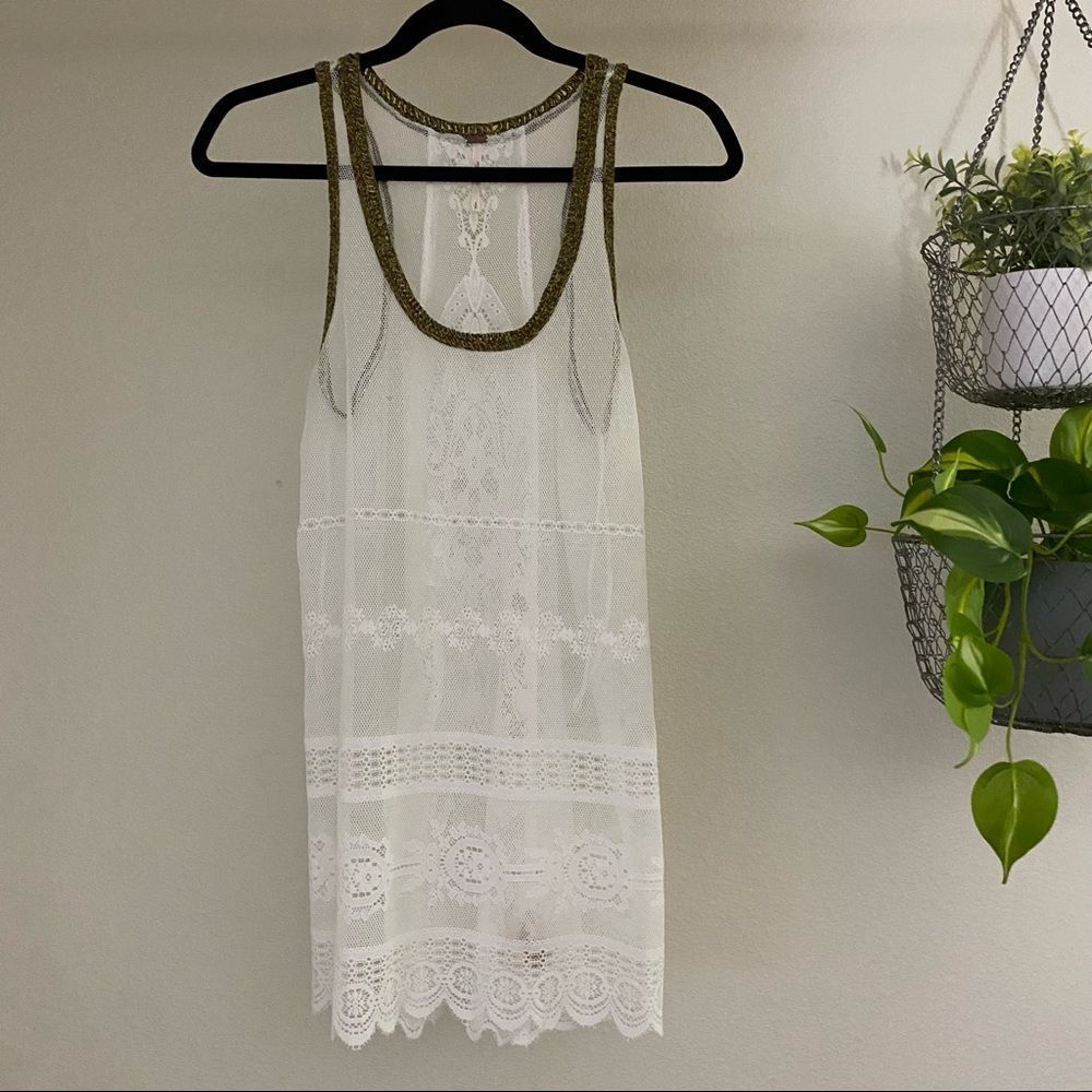 Free People Rare/Retired Scalloped Lace Sheer Tank - Picture 3 of 7